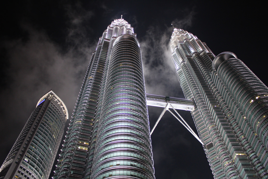 Looking up at the Petronas Towers