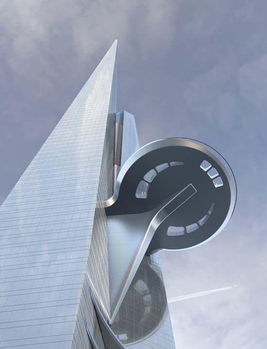 Looking up at the sky terrace of Jeddah Tower