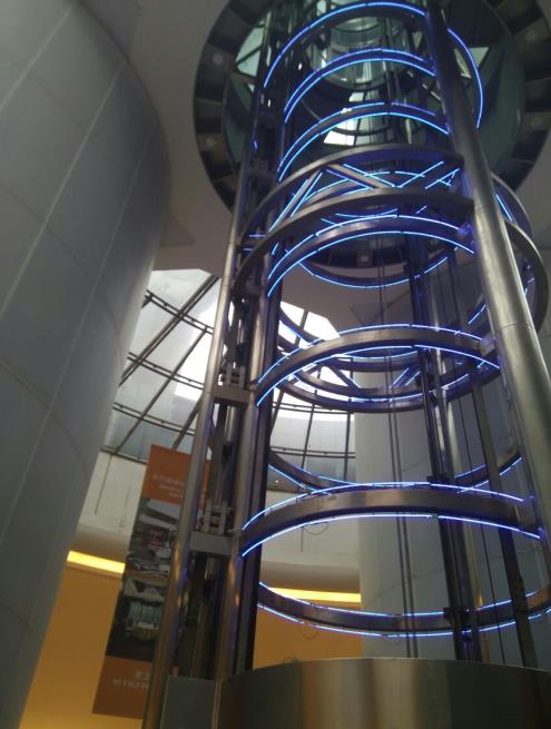 The elevator shaft of Oriental Pearl Tower