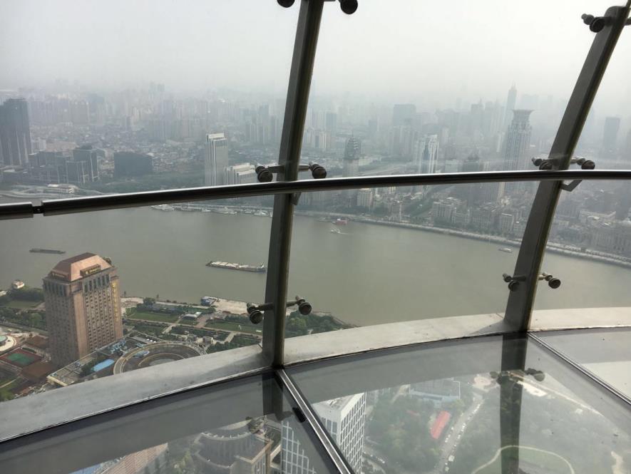 The glass floor on Oriental Pearl Tower