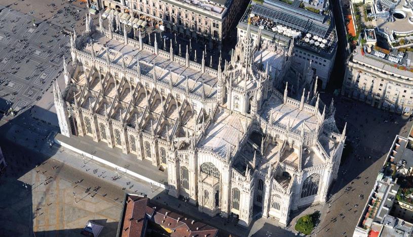 Aerial view of Milan Cathedral