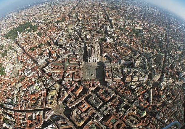 Panoramic view of Milan seen from the sky