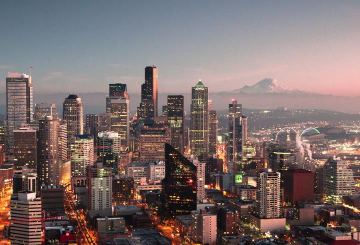 Seattle skyline and Mount Rainier