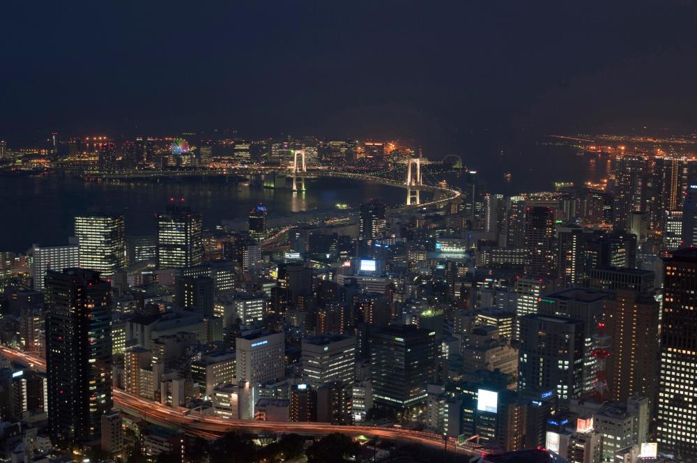 Night view of Tokyo and Tokyo Bay
