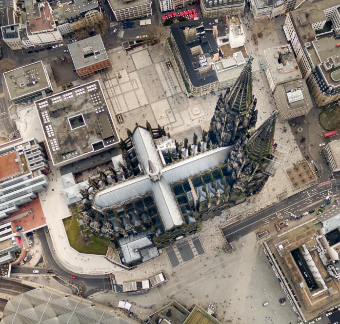 Aerial view of Cologne Cathedral