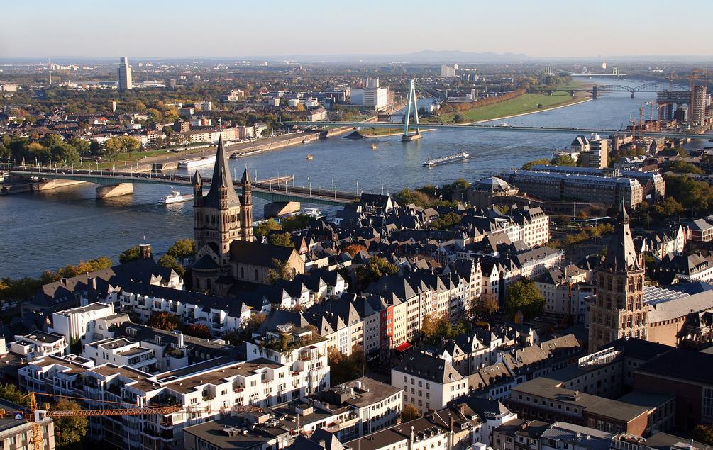 The Rhine seen from the viewing platform on Cologne Cathedral