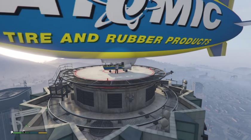 An Atomic Blimp landed on the helipad of Maze Tower