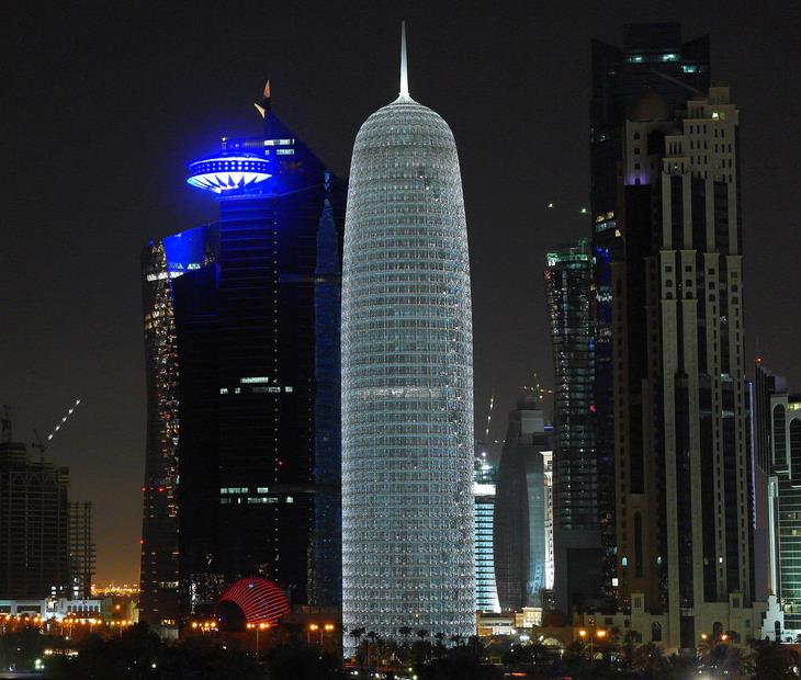The silver lights of Doha Tower