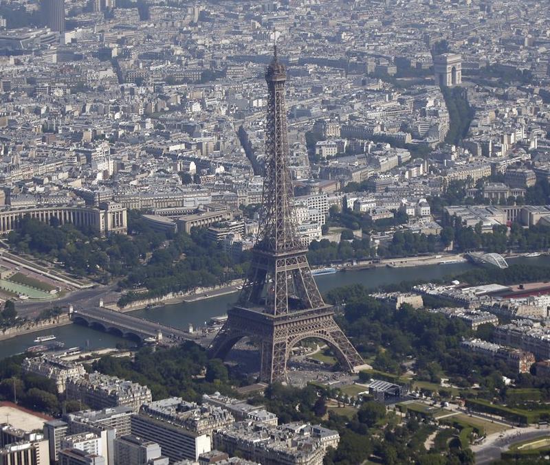 Aerial view of Eiffel Tower