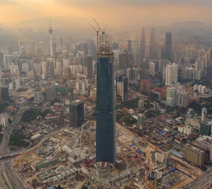 Aerial view of the construction site of Tun Razak Exchange