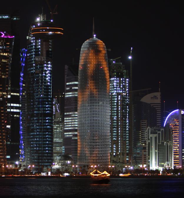 Night view of Doha Tower