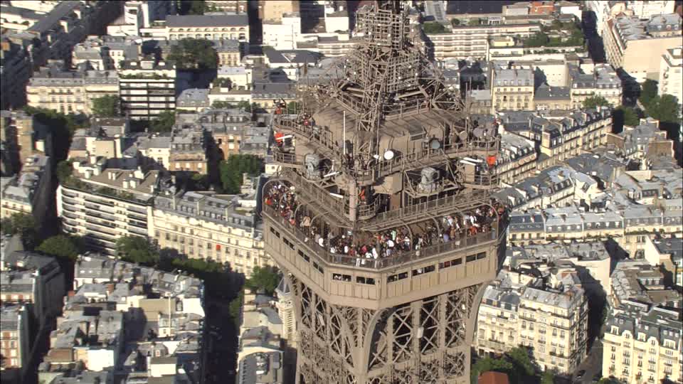 A close up view of the observation deck on Third Level of the Eiffel Tower