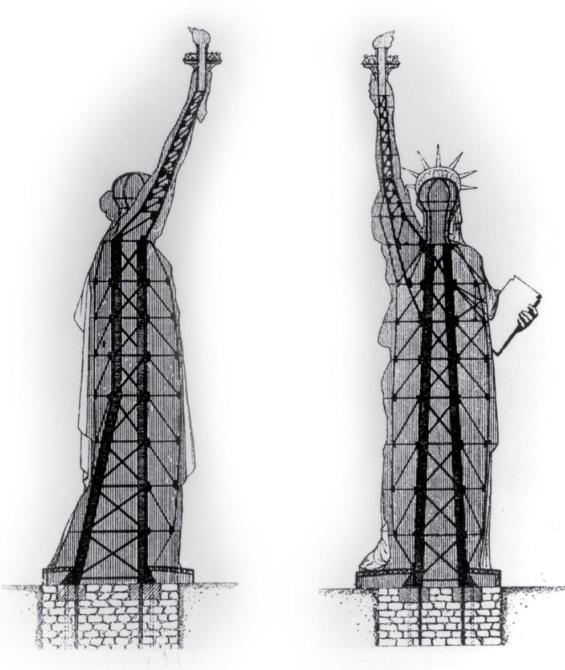 The interior framework of the Statue of Liberty