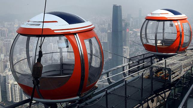 The passenger cars on Canton Tower