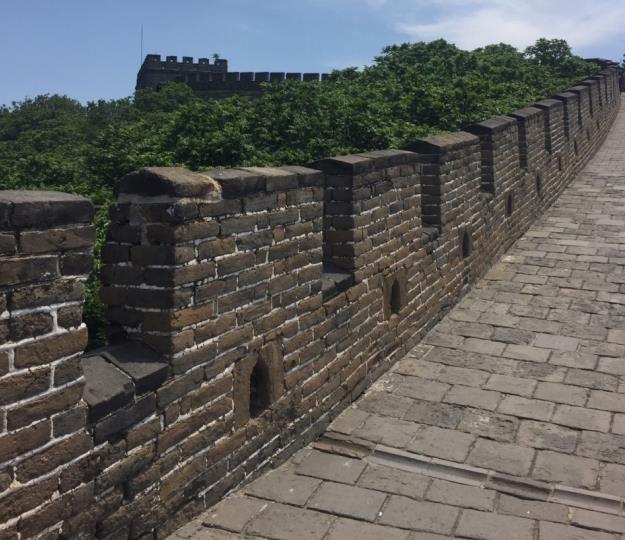 The merlons and embrasures on the parapet