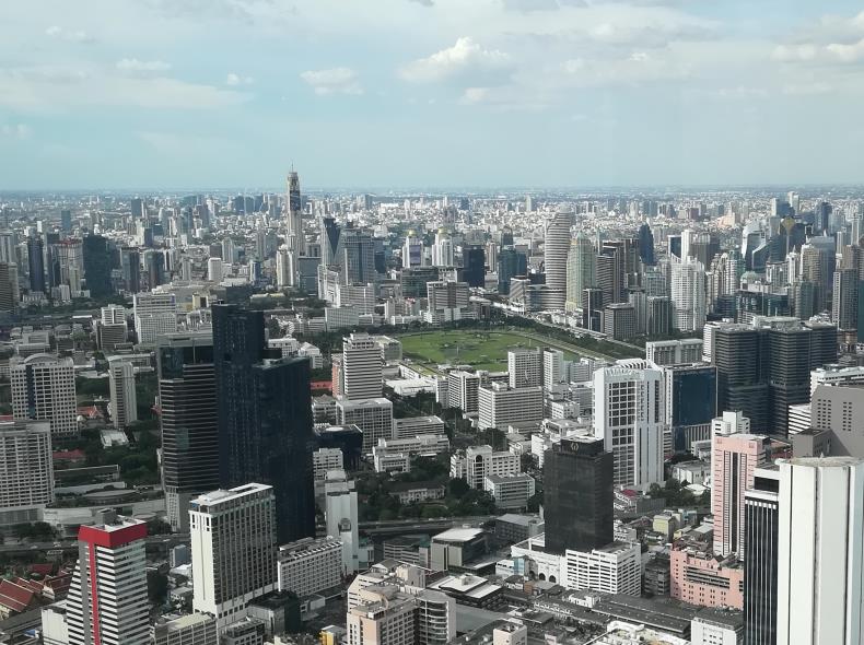 The horse racing venue and Baiyoke Tower II seen in the distance