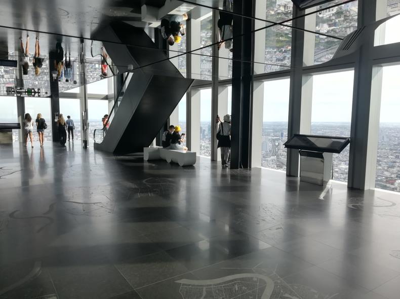 The indoor observation hall at 74th floor