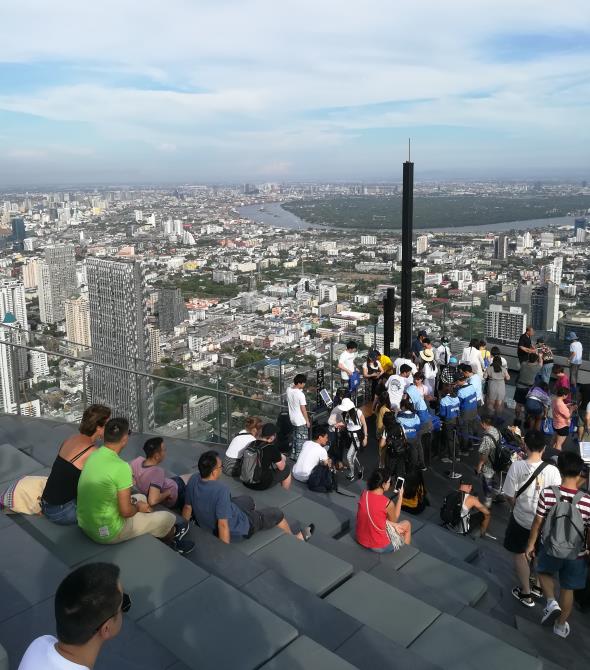 The seats on the steps beside The Peak