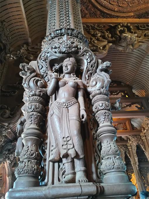 Sculptures on a column of the building