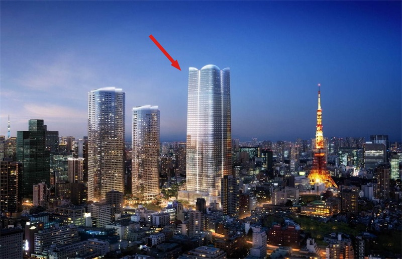 Render of Toranomon-Azabudai District Main Tower (the red arrow pointed)