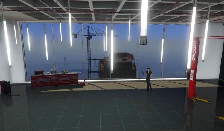 The auto shop on the Maze Bank Tower