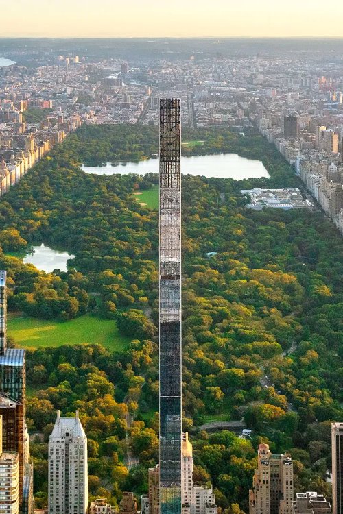 111 West 57th Street, with Central Park in the background